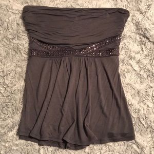 Express grey and studded strapless top